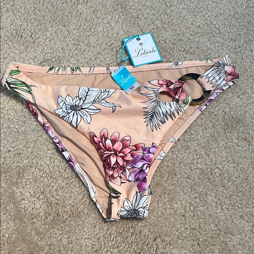 Letarte Pink and Purple Tropical Bikini bottoms
